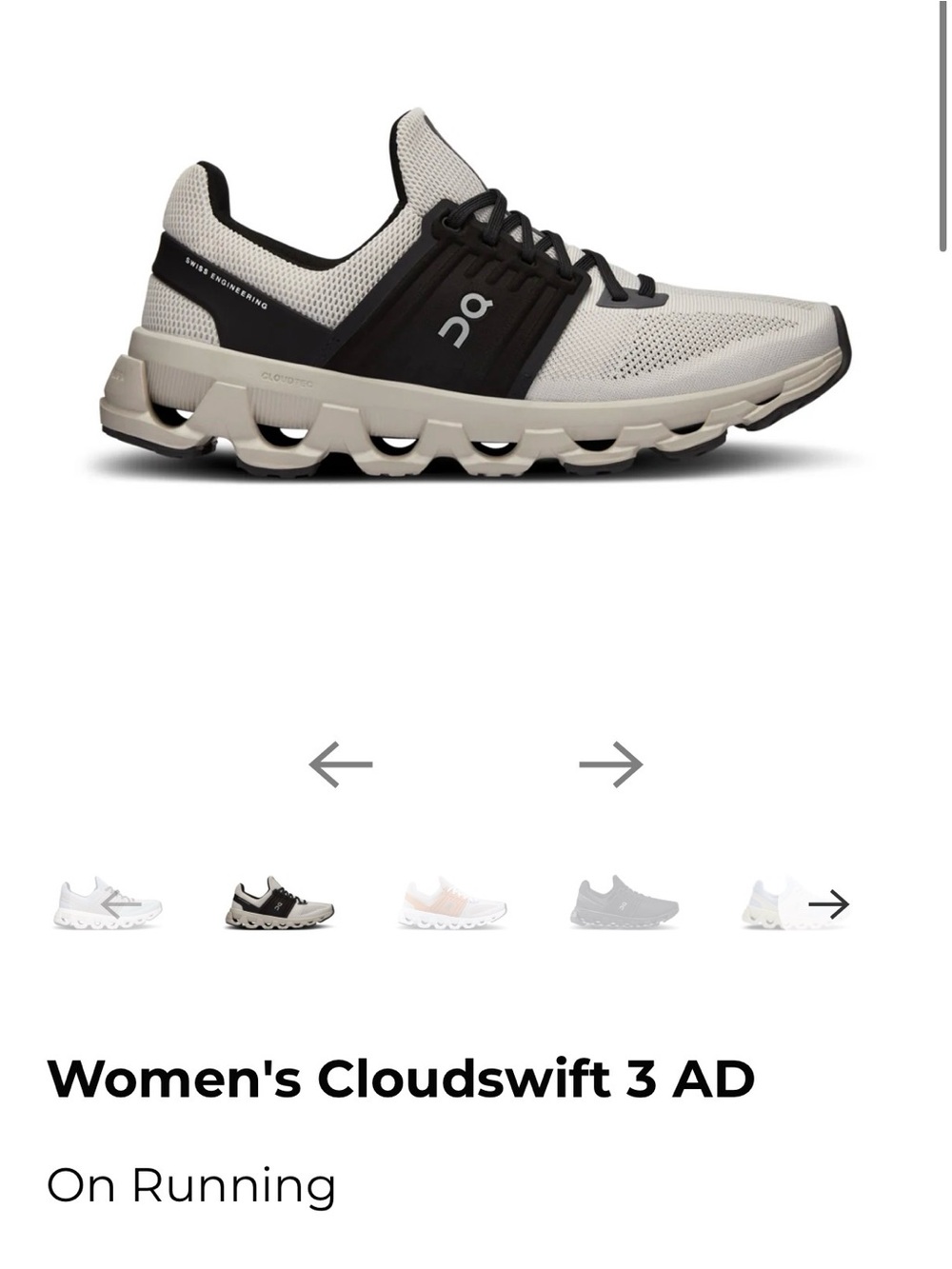 On Running Women's Cloudswift 3 AD - White and Black